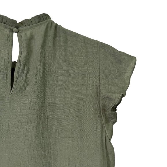 Nanette Lepore Flutter Sleeve Feminine Mock Frilly Neckline Blouse Size S - Picture 9 of 10